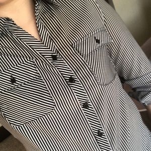 Striped button down blouse